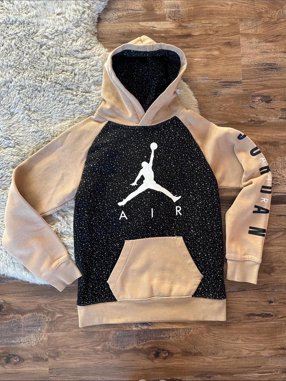 Jordan Two-Tone Speckled Pullover Hoodie - Black & Tan